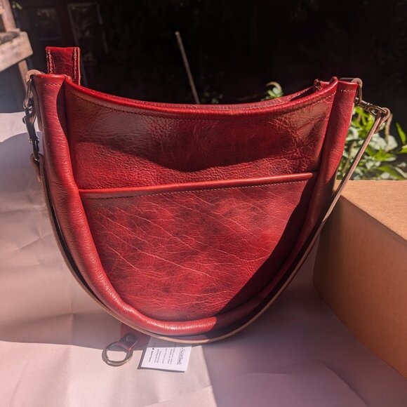 Go Forth Goods Handbags - GO FORTH GOODS CELESTE LEATHER HOBO BAG - MEDIUM - REDWOOD BISON - GFG